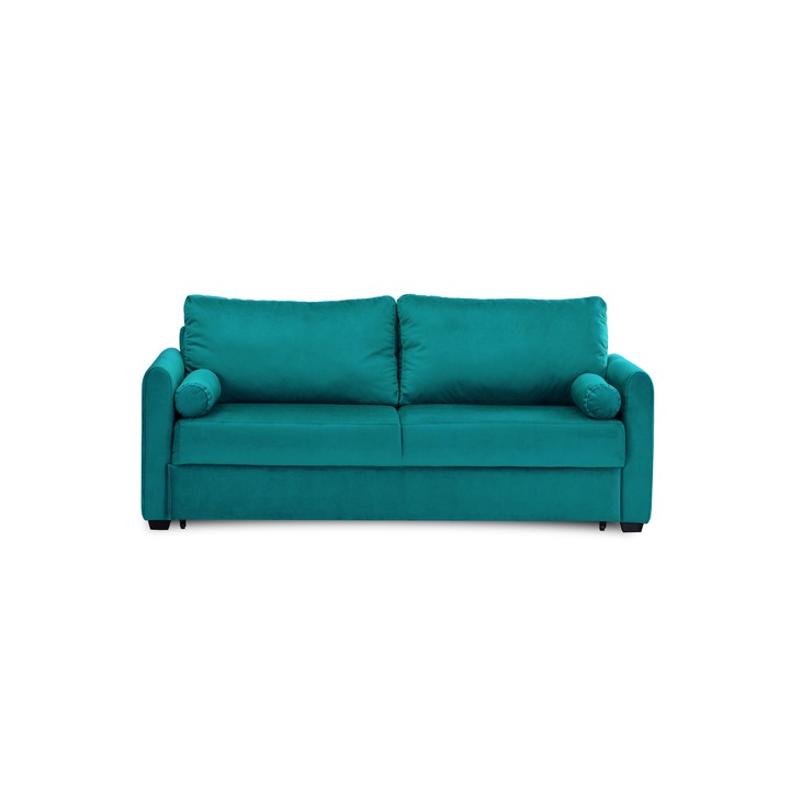 Canapea Sofia, 3 locuri, fixa, nuance aqua, albastru marin, 89 x 214 x 96 cm