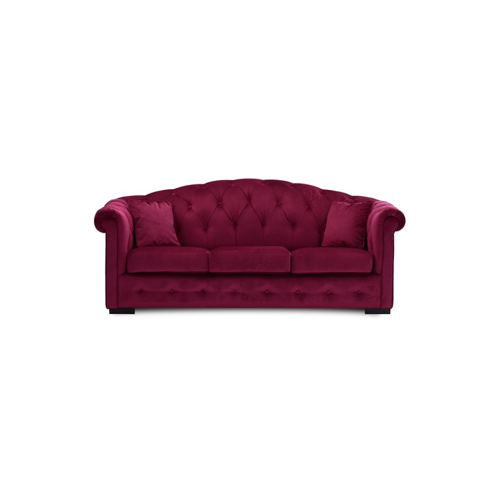 Canapea Viena, 3 locuri, fixa,louvre wine, rosu vin, 216 x 86 x 89 cm