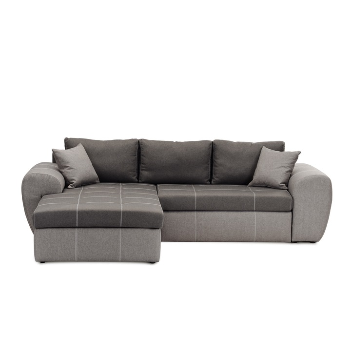 Coltar Praga, extensibil, erika gri inchis/deschis, 260 x 80 x 190 cm