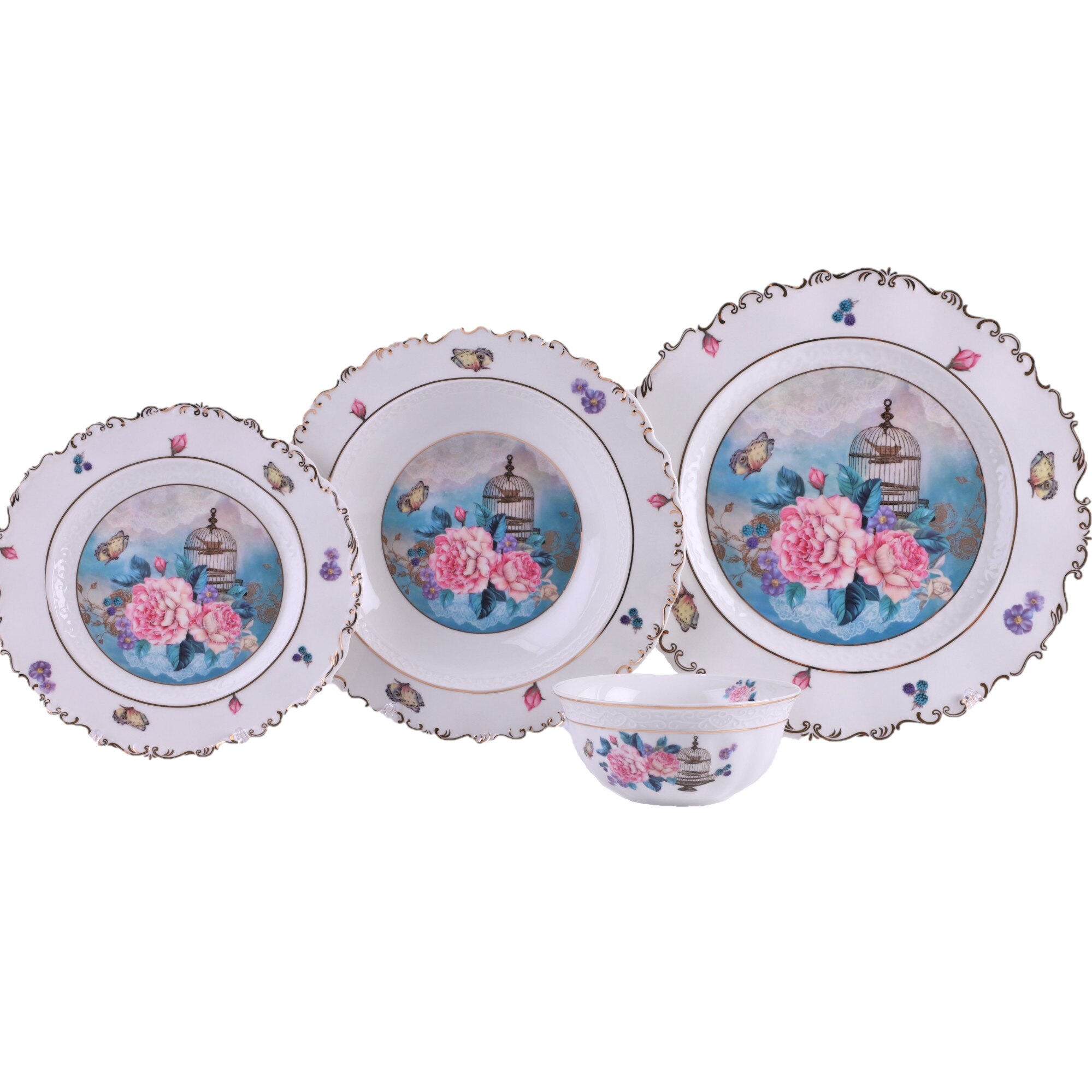 Set de masa 24 piese,pentru 6 persoane, Luxury Collection, margine in relief , lucrat manual
