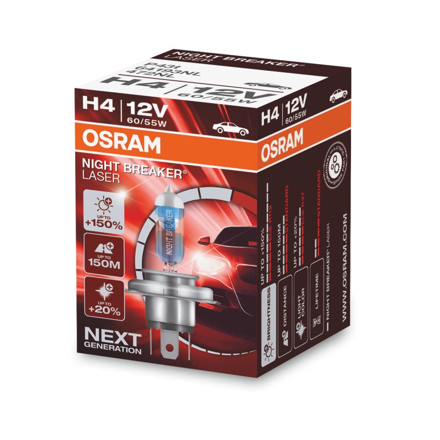 Bec Osram night breaker laser next generation h4 12v 60/55w p43t