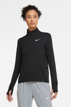 Nike, Bluza cu fenta cu fermoar si tehnologie Dri-Fit, pentru alergare, Negru