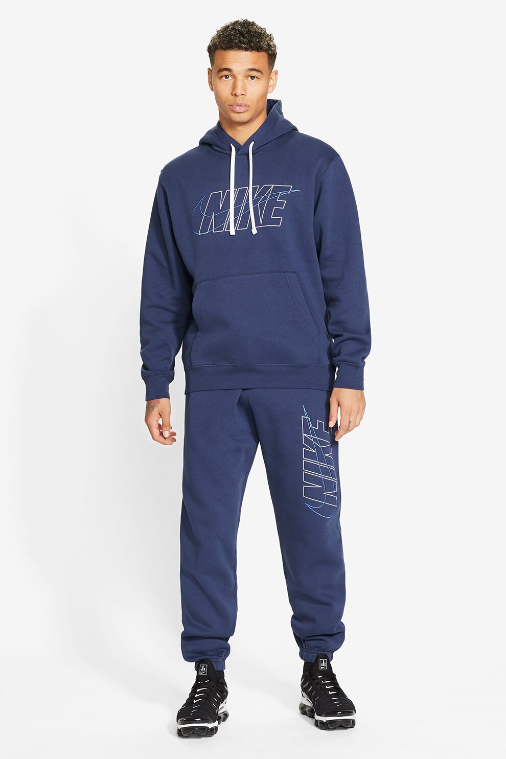 Nike, Trening cu imprimeu logo, Bleumarin/Alb