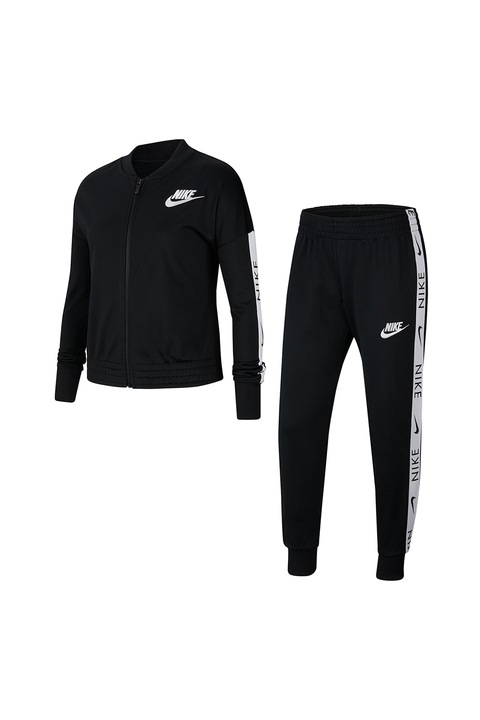 Nike, melegitoruha kontrasztos reszletekkel, logoval es cipzarral - 654877, Fekete