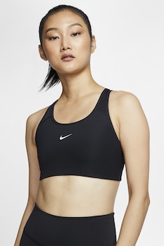 Nike - Спортен сутиен Swoosh Dri-Fit, Черен