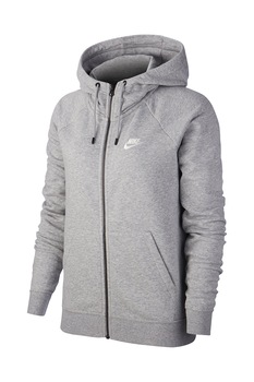 Nike, Hanorac cu fermoar si maneci raglan Essential, Gri melange Nike, Hanorac cu fermoar si maneci raglan Essential, Gri melange