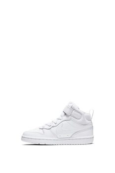 Nike, Pantofi sport inalti din piele, Court Borough Mid 2, Alb Nike, Pantofi sport inalti din piele, Court Borough Mid 2, Alb