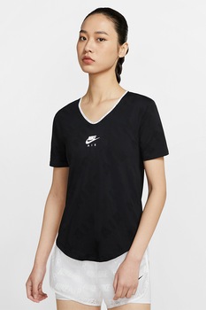 Nike, Tricou cu tehnologie Dri-Fit, pentru alergare Air, Negru Nike, Tricou cu tehnologie Dri-Fit, pentru alergare Air, Negru