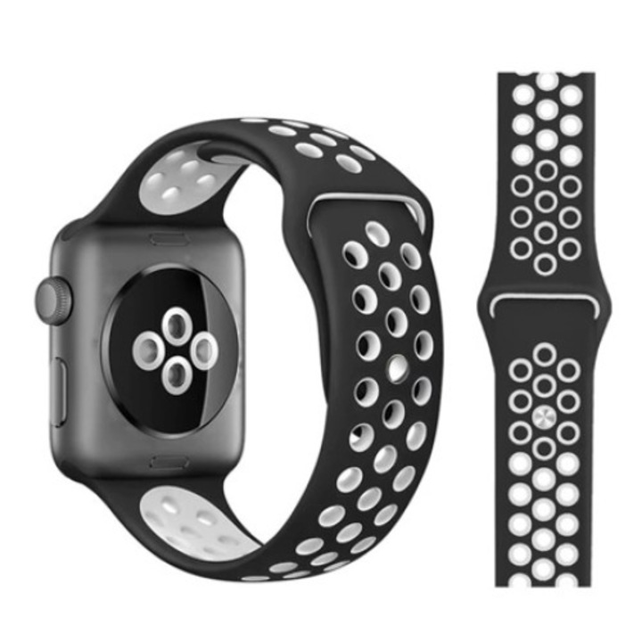 Spulse szilikon szíj Apple Watchhoz 22/24 mm, fekete/szürke