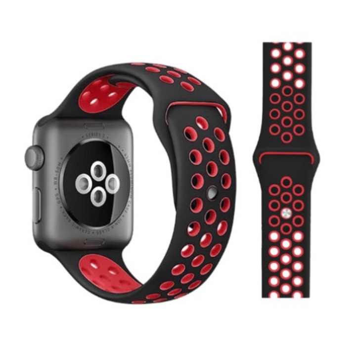 Smart Pulse szilikon szíj Apple Watchhoz 22/24 mm, fekete/piros