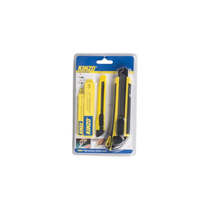 Cutter Set 2 bucati + 2 seturi de lame Kinzo, Negru/Galben