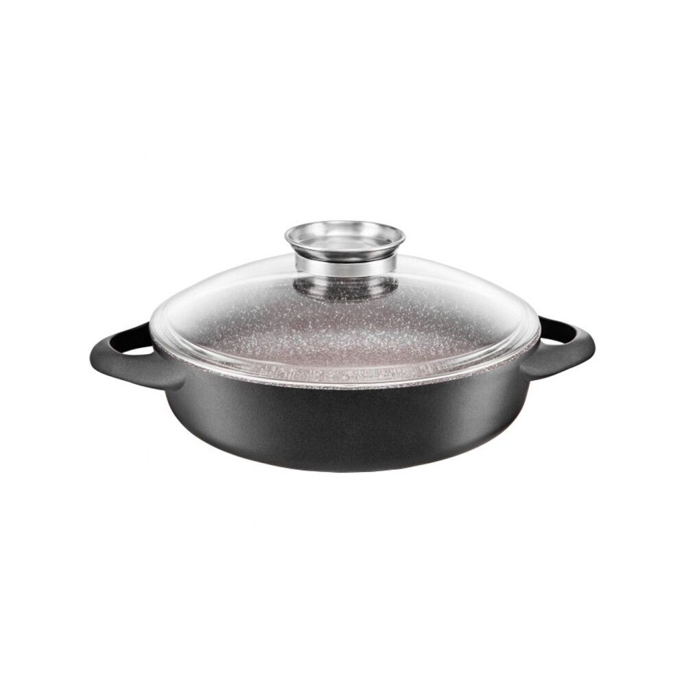 Tigaie din Aluminiu cu capac Aroma Knob, Ambition, 28 cm Geo