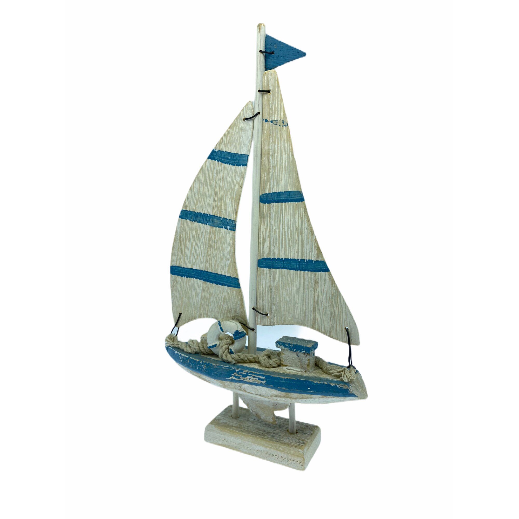 Decoratiune barca, lemn, 27 cm