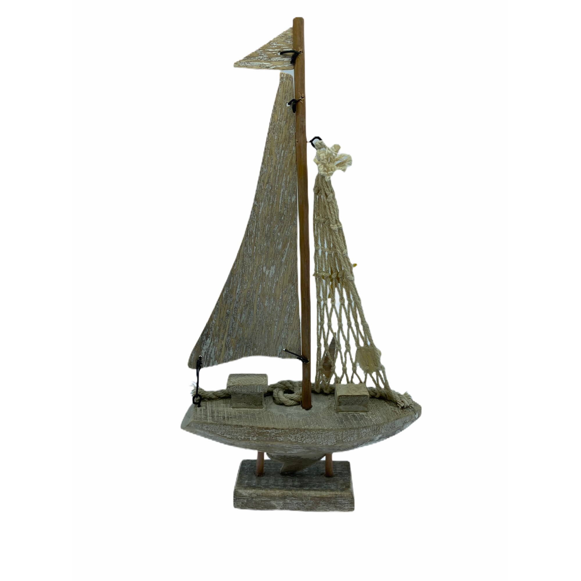 Decoratiune barca, lemn natur, 27 cm