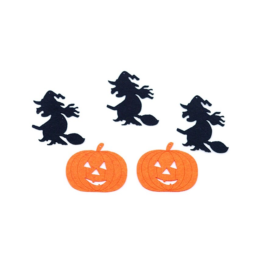 Set 5 figurine din fetru - dovleac, vrajitoare, 6 cm