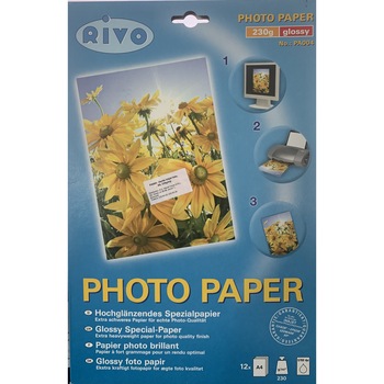 Hartie foto RIVO PA004, 230g/m², 12 coli A4/ cutie, inkjet Hartie foto RIVO PA004, 230g/m², 12 coli A4/ cutie, inkjet