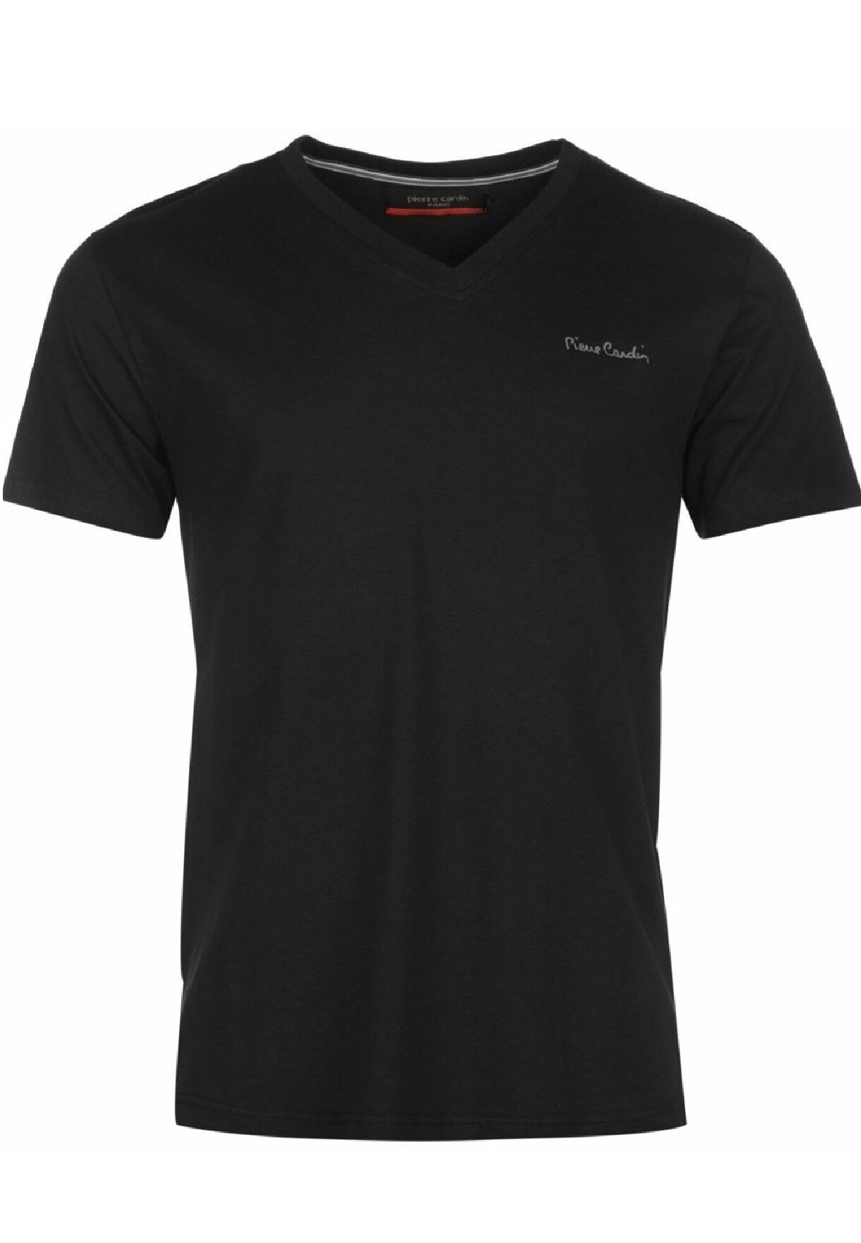 Tricou din bumbac, Pierre Cardin, Decolteu in V, Negru, M