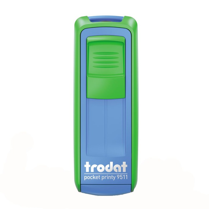 Stampila buzunar Trodat Pocket Printy 9511, parafa medic, tus albastru, 38x14 mm, culoare verde / albastru