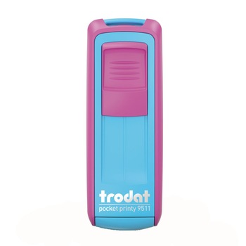 Stampila buzunar Trodat Pocket Printy 9511, parafa medic, tus albastru, 38x14 mm, culoare fucsia / turcoaz Stampila buzunar Trodat Pocket Printy 9511, parafa medic, tus albastru, 38x14 mm, culoare fucsia / turcoaz