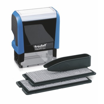 Stampila DIY Trodat Printy 4912 Typo, 47x18 mm, 4 linii text, tus negru, culoare albastra Stampila DIY Trodat Printy 4912 Typo, 47x18 mm, 4 linii text, tus negru, culoare albastra