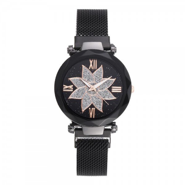 Ceas dama Geneva, CS1108, model Starry Sky, bratara magnetica, negru