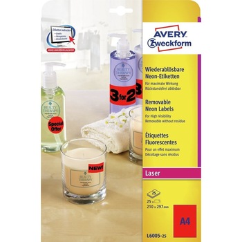 Etichete Avery Zweckform L6005-25, 210 x 297 mm, 25 coli/top Etichete Avery Zweckform L6005-25, 210 x 297 mm, 25 coli/top