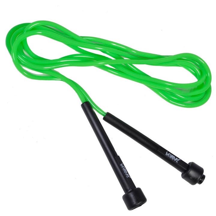 Ugrálókötél felnőtteknek, zöld, kültéri használatra, PVC-ből, műanyag fogantyúval