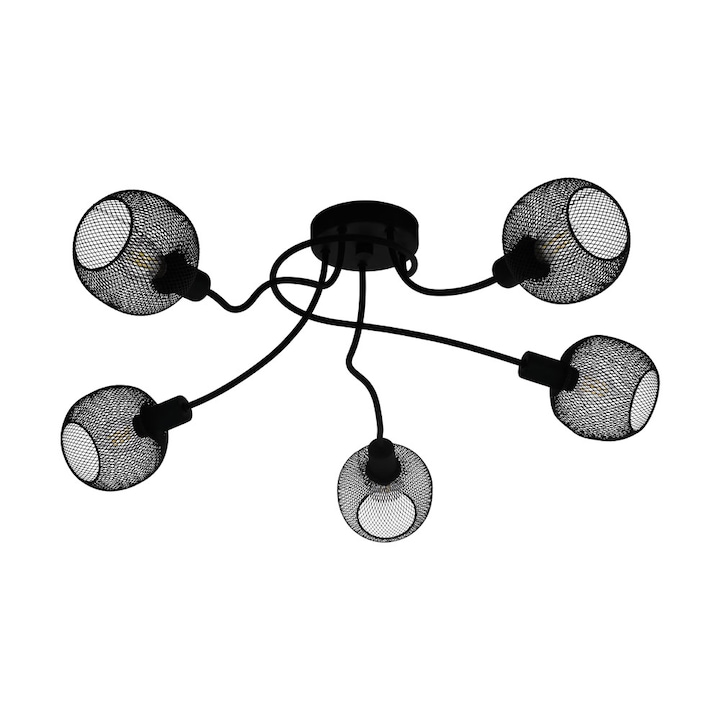 Винтидж плафон WRINGTON 1, EGLO, E14, 5x40W, стомана, черен, 75,5 x 25,5 cm