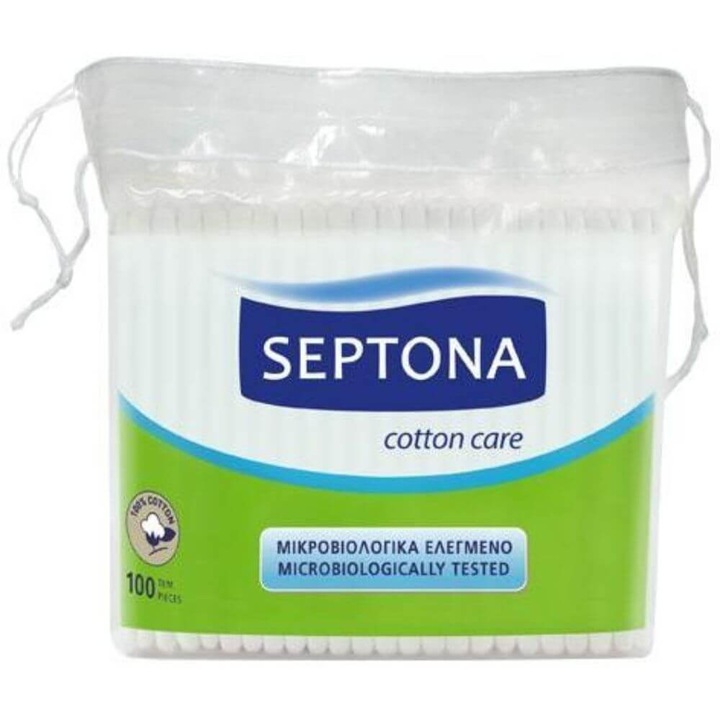 Betisoare Urechi Septona, Bumbac Natural, 100 Buc/Set, Culoare Alba, Betisoare de Vata