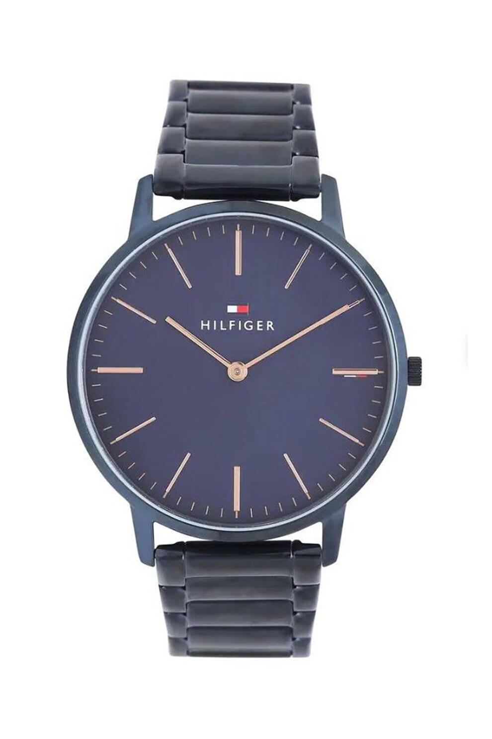 Tommy Hilfiger, Ceas analog cu bratara metalica, Albastru petrol