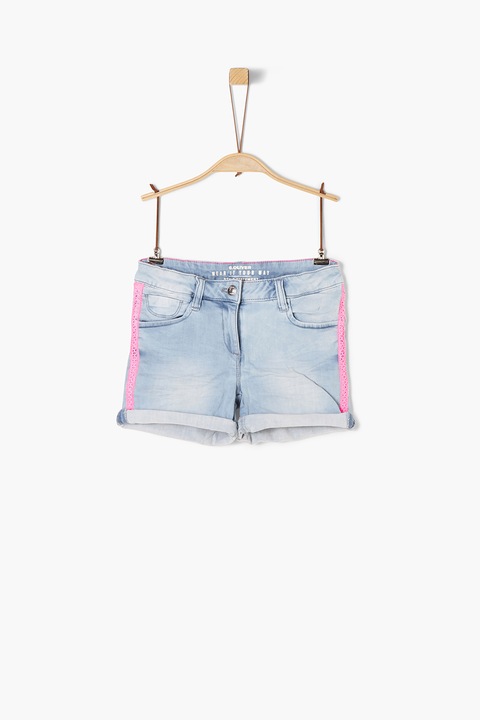 s.Oliver, Pantaloni scurti din denim, cu garnituri contrastante, Albastru deschis, 152 CM Standard