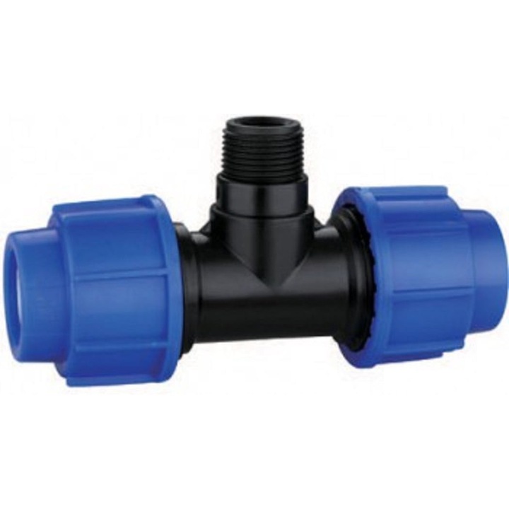 Teu compresiune PEHD filet exterior D 25 mm x 3/4 Beldeny