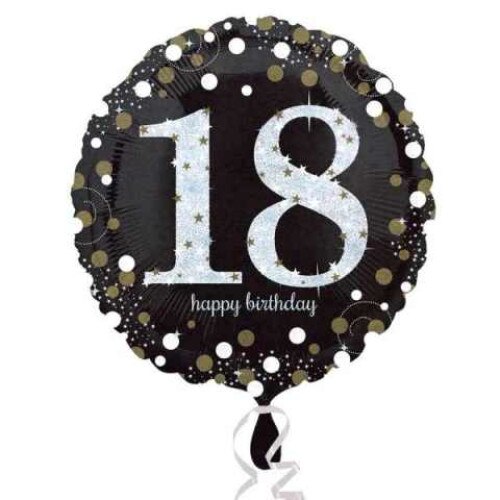 Balon folie, Happy Birthday, 18 ani, Sparkling