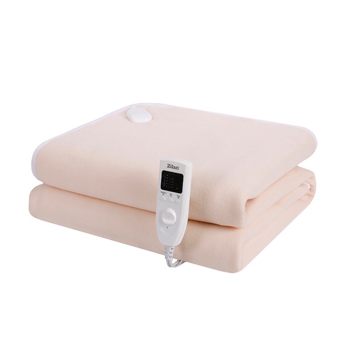 Електрическо нагреваемо одеяло Soft Polar ZILAN ZLN-4113 Fleece, 150X80 см, 60 W, Таймер 1-10 часа, , Кремаво