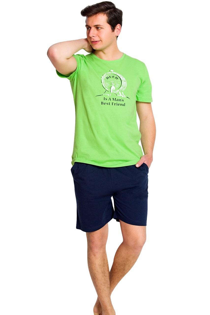 Pijama Barbati, Gazzaz by Vienetta, Model 'The Man'S Best Friend', Culoare Verde