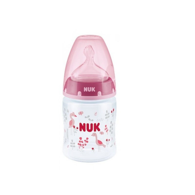 Biberon cu tetina din silicon 150 ml 0-6 luni Nuk First Choice 743735RZ, Roz