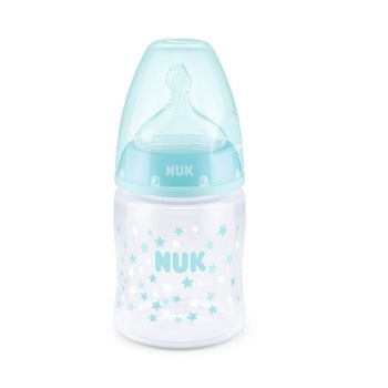 Biberon cu tetina din silicon 150 ml 0-6 luni Nuk First Choice+ 743735AL, Albastru Biberon cu tetina din silicon 150 ml 0-6 luni Nuk First Choice+ 743735AL, Albastru