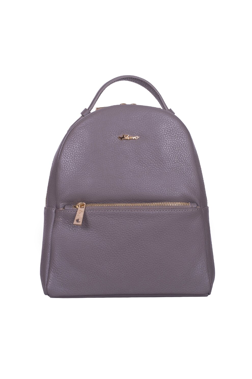 Zevo, Rucsac de piele cu buzunar frontal cu fermoar Adelina, Gri inchis