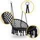Scaun rotund tip leagan suspendat pentru casa sau gradina, cu franjuri, 150 kg, negru
