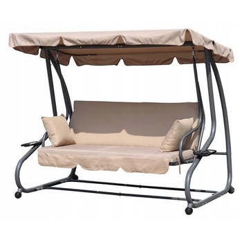 Balansoar de gradina, rabatabil, cu parasolar si perne, Modernhome, Bej, G2025 Balansoar de gradina, rabatabil, cu parasolar si perne, Modernhome, Bej, G2025