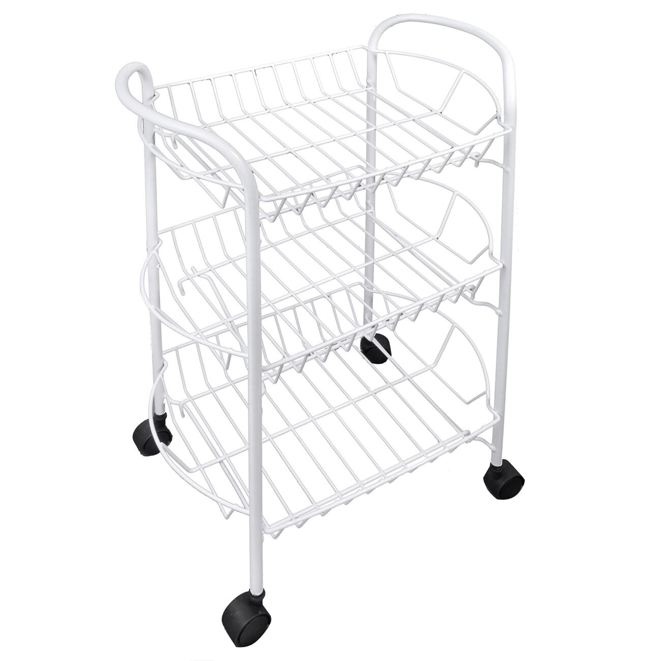 Mini etajera pentru vase, Zola, cu 3 rafturi si roti pentru bucatarie