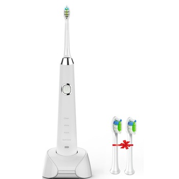 Periuta de dinti electrica H3 UltraSonica cu tehnologia IPX7, 4 programe, 2 capete DuPont si 38000 vibratii/min, Alb Periuta de dinti electrica H3 UltraSonica cu tehnologia IPX7, 4 programe, 2 capete DuPont si 38000 vibratii/min, Alb