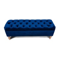 Bancheta Dormitor/Pat, Catifea Albastra Royal Blue, Spatiu Depozitare, 120 x 45 x 35 cm