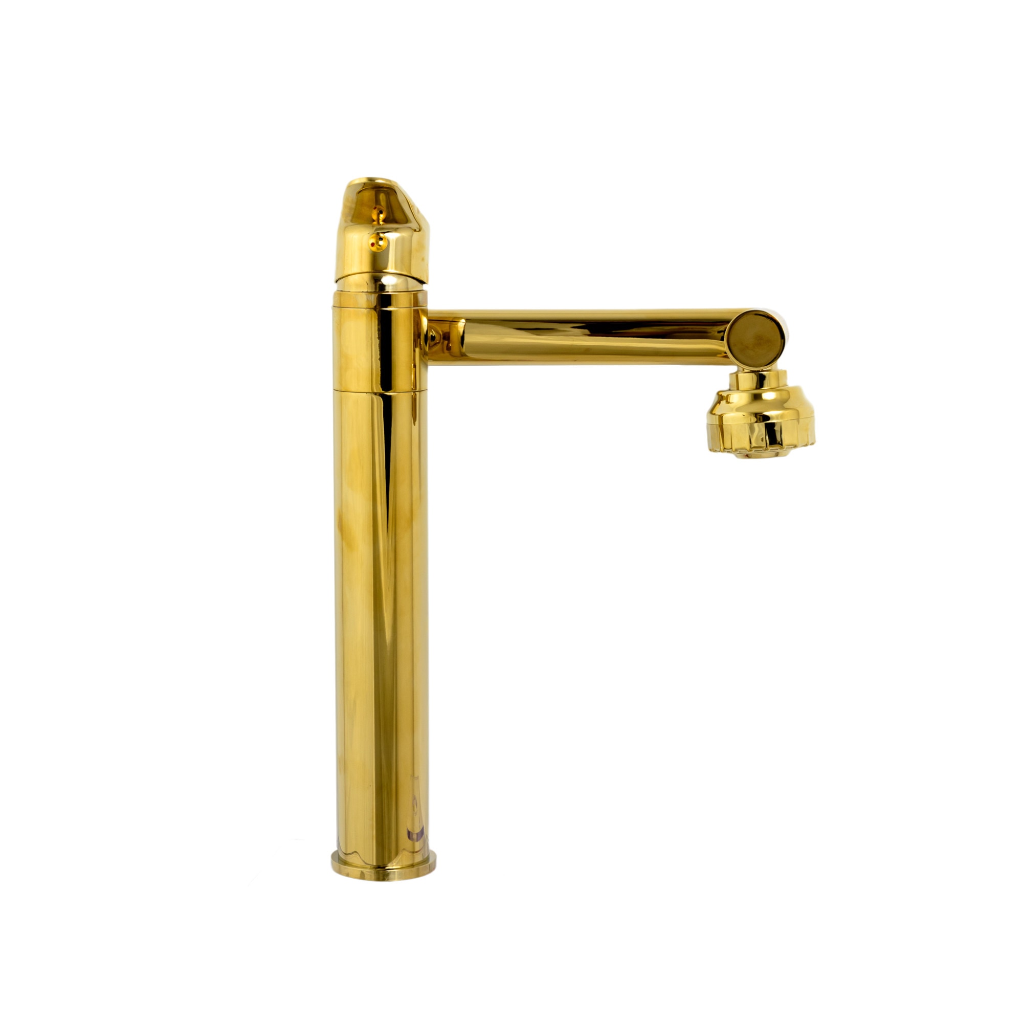 Baterie lavoar TRENDY S,montare pe blat, pipa mobila ,perlator reglabil cu doua functii ,Gold