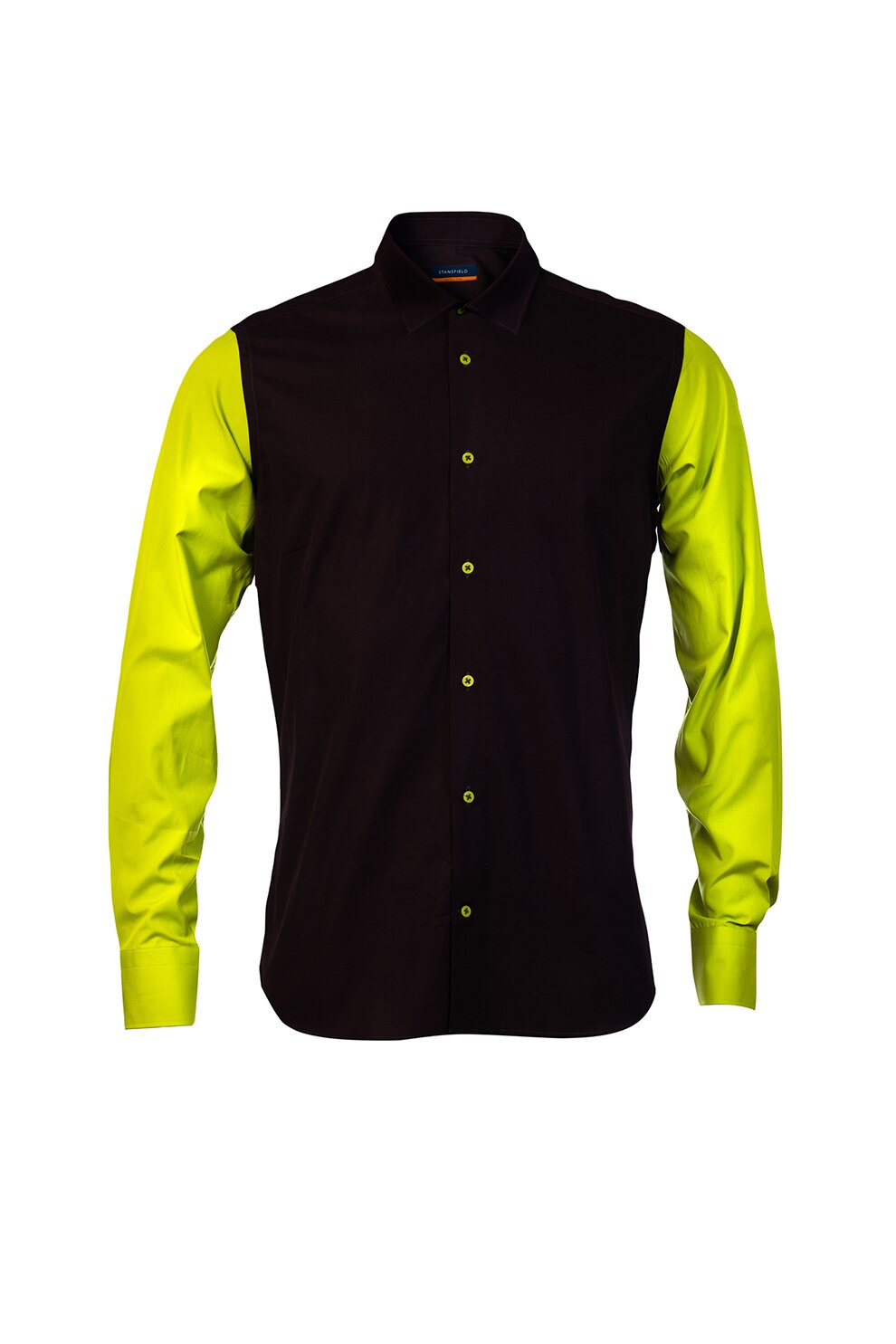 Stansfield, Camasa slim fit de bumbac, Maro inchis/Verde lime, 2XL
