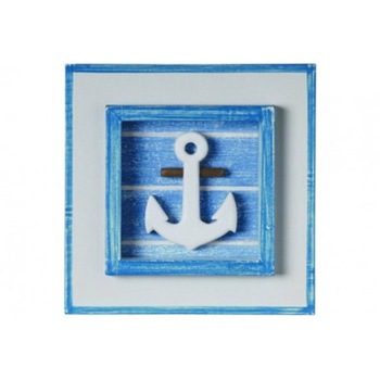 Tablou marin, lemn pictat, model cu ancora, 19.50 x 19.50 x3 cm Tablou marin, lemn pictat, model cu ancora, 19.50 x 19.50 x3 cm