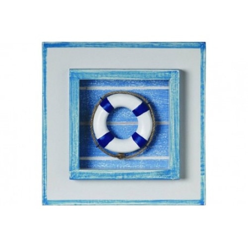 Tablou marin, model cu colac, lemn pictat,19.50 x 19.50 x3 cm