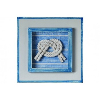 Tablou cu tema marina, model cu nod marinaresc, lemn pictat,19.50 x 19.50 x 3 cm Tablou cu tema marina, model cu nod marinaresc, lemn pictat,19.50 x 19.50 x 3 cm