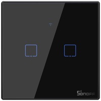 intrerupator inteligent cu touch sonoff t3 eu tx wireless  rf 433 2 canale compatibil iosandroid amazon alexagoogle assistant sticla negru imagen 52_0_
0