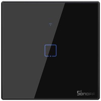 intrerupator inteligent cu touch sonoff t3 eu tx wireless  rf 433 1 canal compatibil iosandroid amazon alexagoogle assistant sticla negru imagen 27_0_
0